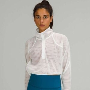 Lululemon Reversible Mesh 1/2 Zip, White /Ocean Air
